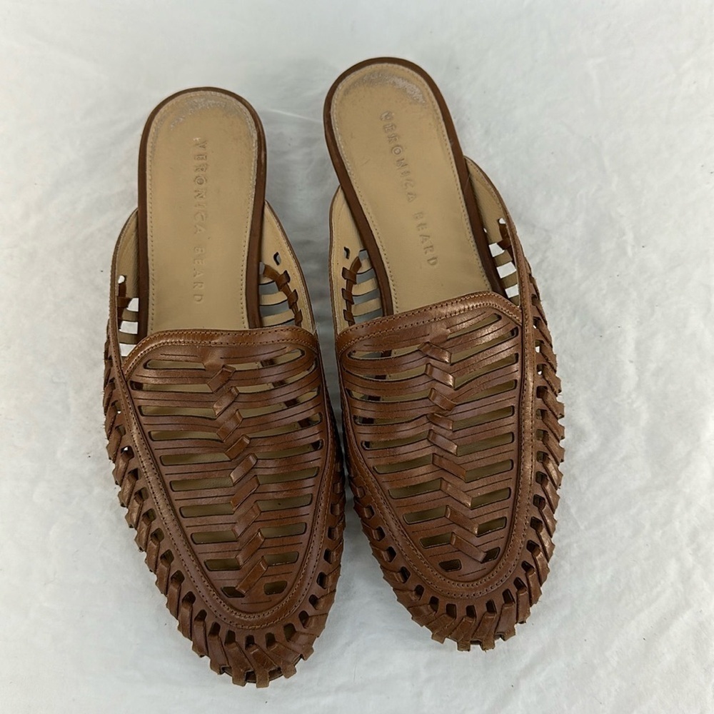 Veronica Beard Caged Albani Woven Leather Mules, 7.5